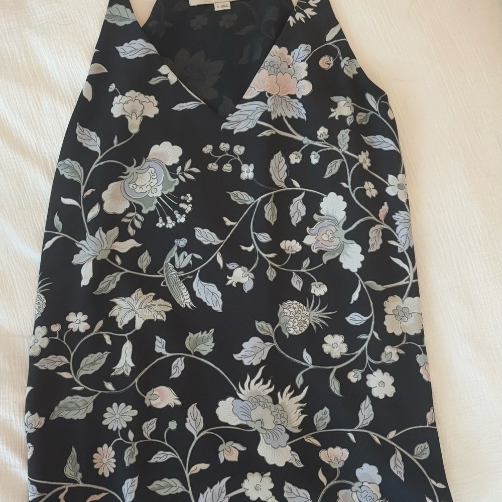 LOFT Dark Gray and Lavender Floral Top